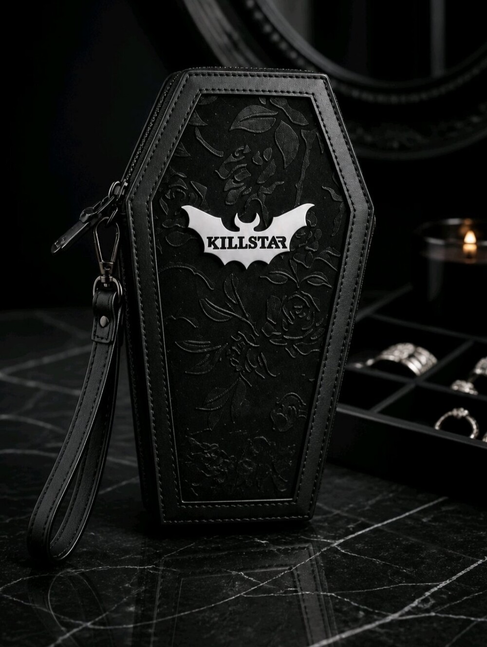 Killstar ✦ Vampire’s Kiss Coffin Wallet ✦ Velvet Vegan-Leather Gothic Luxury NWT